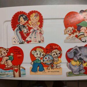 Lot Of 5 Vintage Die Cut Used Valentine Day Cards